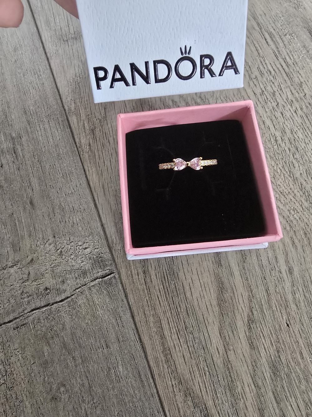 Pandora Rose Gold Ring with Pink Bow Accents